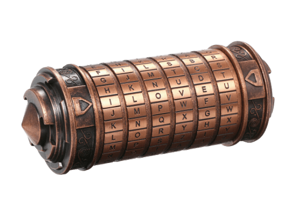 Cryptex coded vault with internal chamber as introduced by Dan Brown in the Da Vinci Code