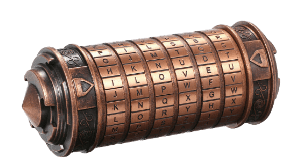 Cryptex coded vault with internal chamber as introduced by Dan Brown in the Da Vinci Code