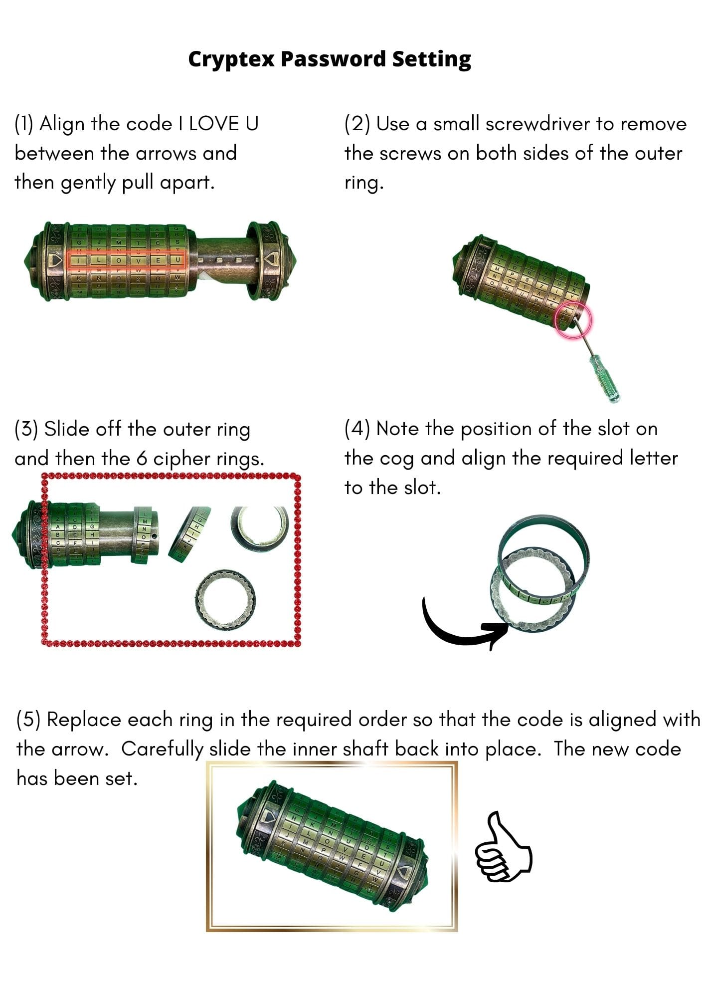 Cryptex Password Setting