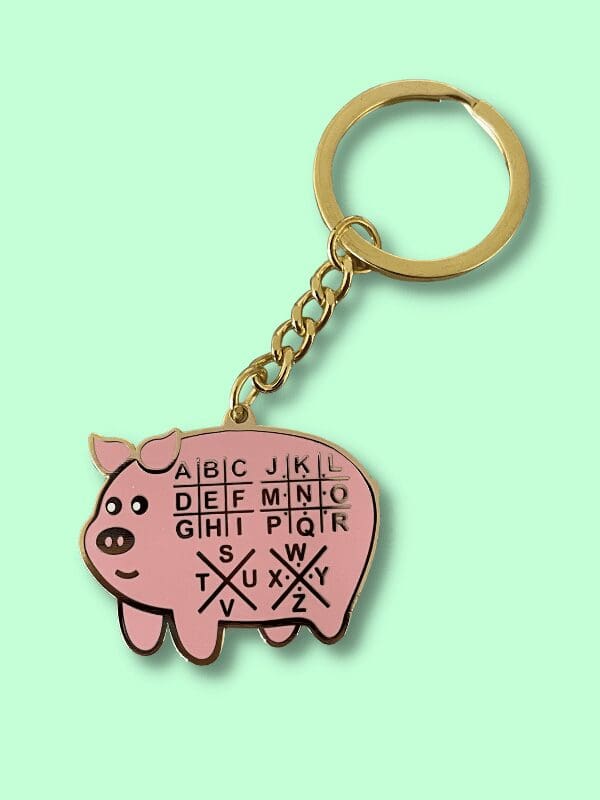 Enamel Keyring - Pig Pen Cipher