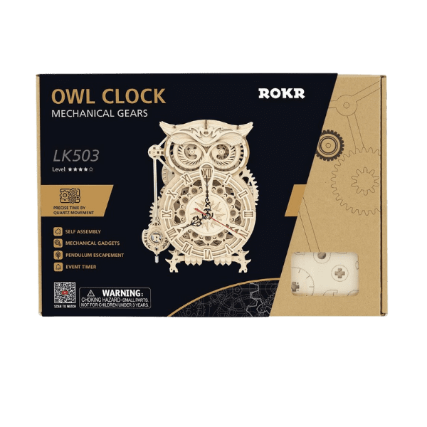 ROKR Owl Clock Mechanical Gears 3D Wooden Puzzle LK503