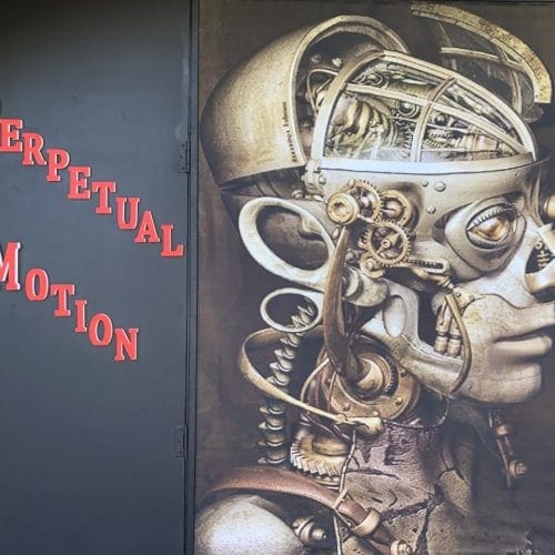 Perpetual Motion Escape Room entrance showing Robot Head